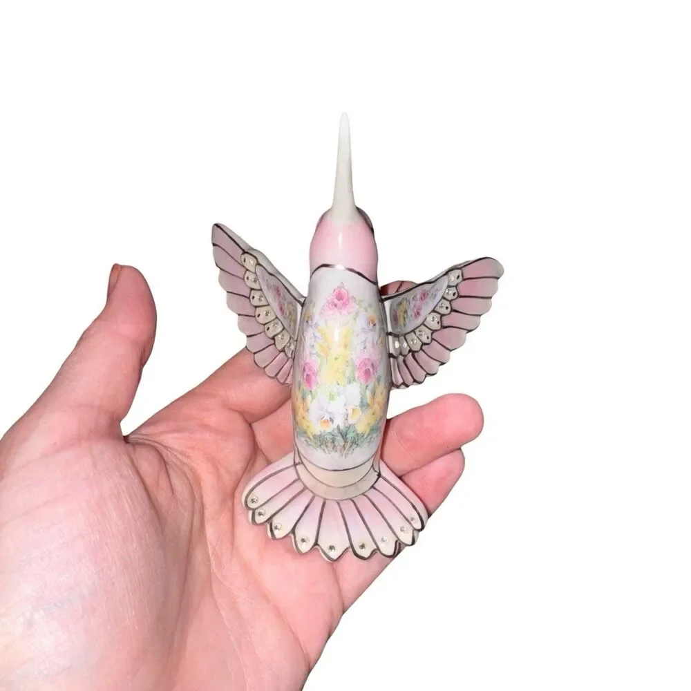 Lena Liu's Crystal Rose Hummingbird Precious Jewels‎ Ornament Bradford Editions